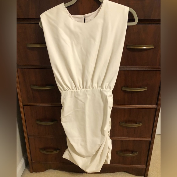 Amanda Uprichard Clifton Dress Faux Leather in Cream - Picture 4 of 8